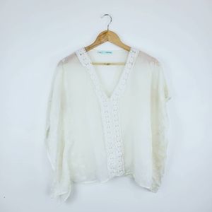 MAURICES | Creamy White Embroidered Blouse Size Small